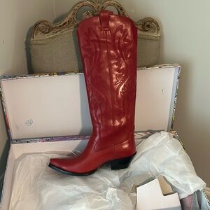 Jeffrey Campbell Kid KH Boot - Red Leather Cowboy Boot